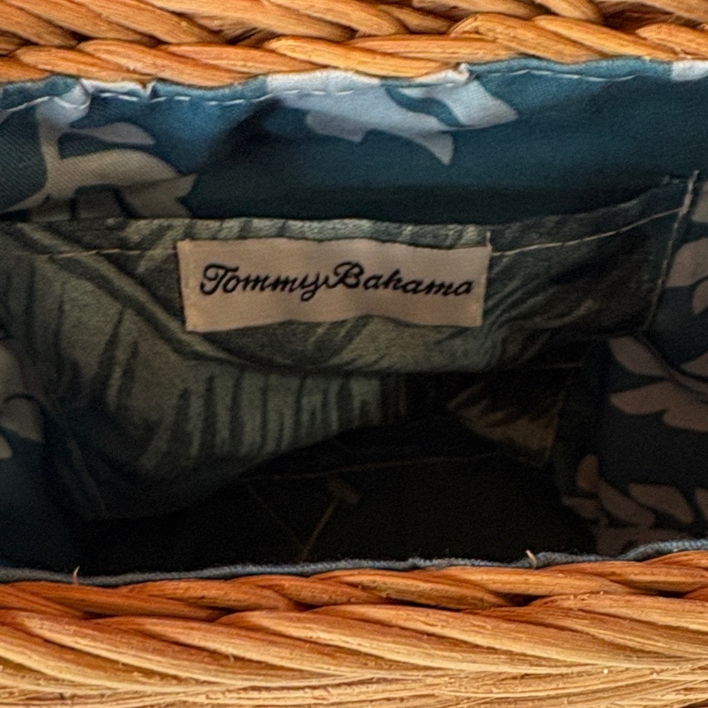 Tommy Bahama Coral-Orange Leather Trim Woven Crossbody - Picture 5 of 5
